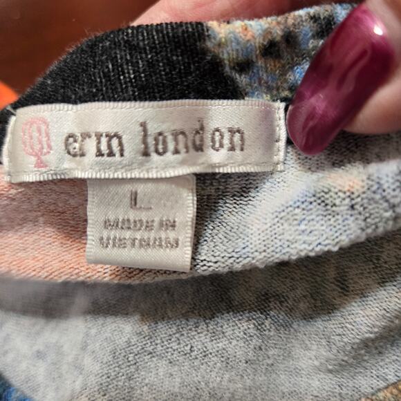 Erin London Woman's Casual Clear Shiny Tunic Top Round Neck Long Sleeve Size L - Picture 6 of 8